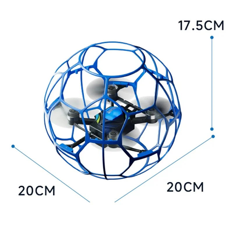 4DRC 4D-V51 Football Shape RC Drone with Colorful LED Lights / 2 Batteries, Brushless Motor Training Aircraft - Blue