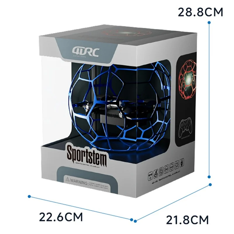 4DRC 4D-V51 Football Shape RC Drone with Colorful LED Lights / 2 Batteries, Brushless Motor Training Aircraft - Blue