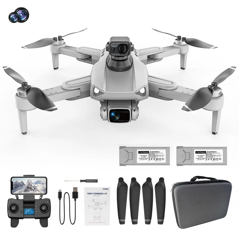 LYZ L900 Pro Max 5G Brushless Motor Drone Easy GPS 4-Axis Quadcopter (HD+Obstacle Avoidance+2 Batteries) - Grey / White