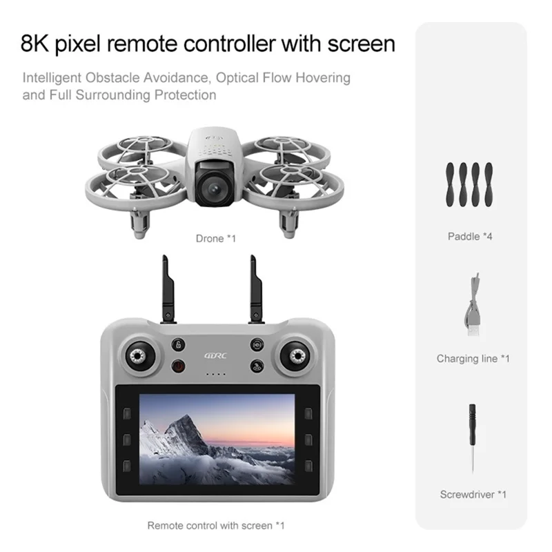 Drone 4DRC 4D-V53 com 1 Bateria WiFi FPV com Posicionamento por Fluxo Ótico e Quadricóptero com Ecrã Remoto de 4,5 Polegadas