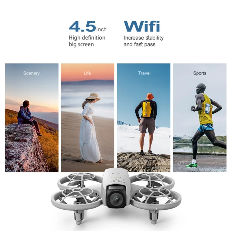 Drone 4DRC 4D-V53 com 2 Baterias WiFi FPV com Posicionamento por Fluxo Ótico e Quadricóptero com Ecrã Remoto de 4,5 Polegadas