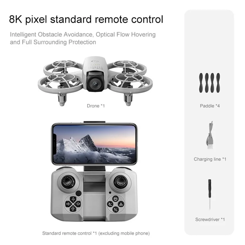 Drone RC 4DRC 4D-V53 com 1 Bateria, Quadricóptero com Posicionamento por Fluxo Ótico e Câmara HD, Versão Standard