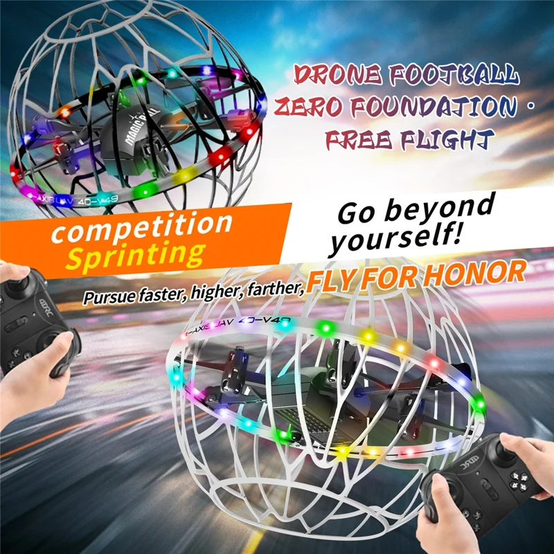 4DRC 4D-V49 Soccer Shape Drone with 1 Battery 360 Degree Flip LED Lighting Smart Gesture Sensing Quadcopter - Black