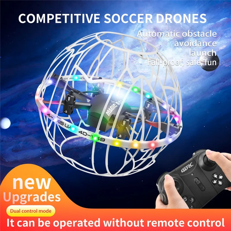 4DRC 4D-V49 Soccer Shape Drone with 3 Batteries 360 Degree Flip LED Lighting Smart Gesture Sensing Quadcopter - White