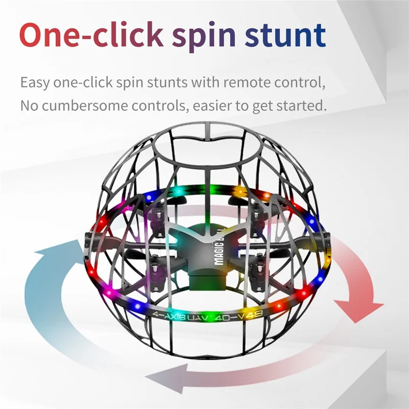 4DRC 4D-V49 Soccer Shape Drone with 3 Batteries 360 Degree Flip LED Lighting Smart Gesture Sensing Quadcopter - White