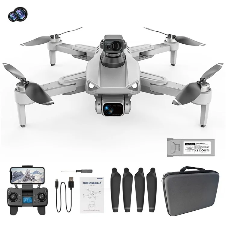 LYZ L900 Pro Max 5G Foldable RC Quadcopter Brushless Motor GPS 4-Axis GPS Drone (HD+Obstacle Avoidance+1 Battery) - Grey / White