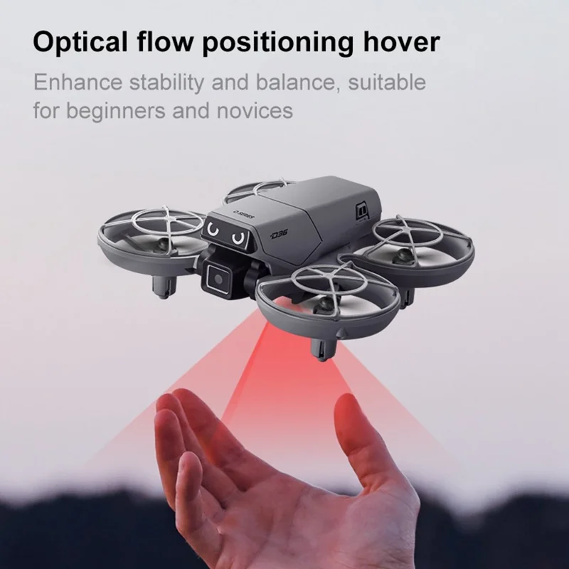 D36 Aerial Photography Drone with 1 Battery Optical Flow Positioning FPV Camera Quadcopter with 4.3 Inch Screen Remote - Dark Grey
