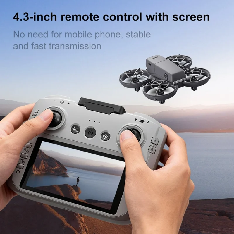 D36 Aerial Photography Drone with 2 Batteries Optical Flow Positioning FPV Camera Quadcopter with 4.3 Inch Screen Remote - Dark Grey