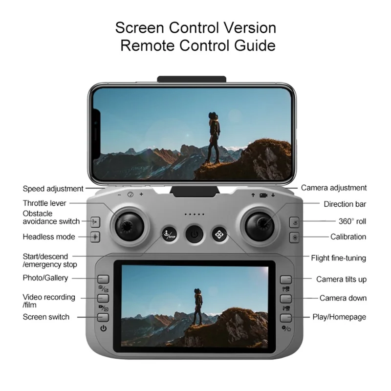 D36 Aerial Photography Drone with 3 Batteries Optical Flow Positioning FPV Camera Quadcopter with 4.3 Inch Screen Remote - Dark Grey