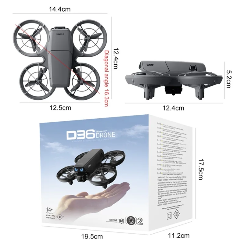 D36 Aerial Photography Drone with 3 Batteries Optical Flow Positioning FPV Camera Quadcopter with 4.3 Inch Screen Remote - Dark Grey