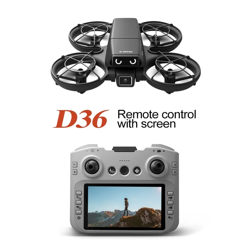 D36 Aerial Photography Drone with 3 Batteries Optical Flow Positioning FPV Camera Quadcopter with 4.3 Inch Screen Remote - Dark Grey