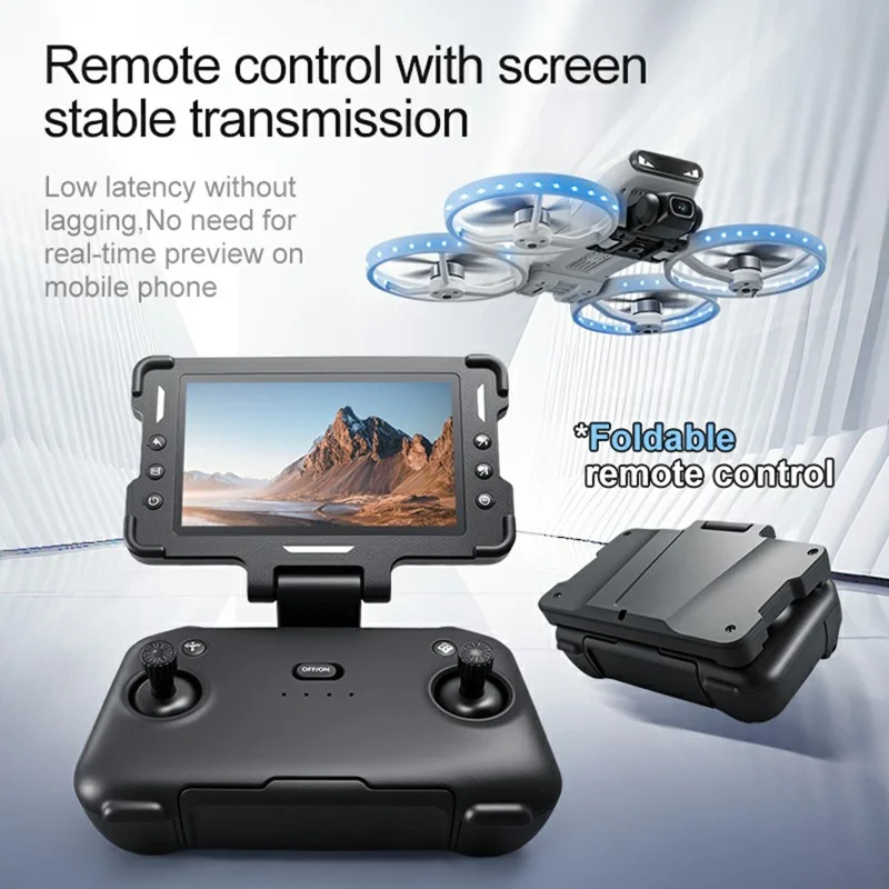 M6S faltbarer Drohne mit 2 Batterien, Dual-Kamera, optischer Flusspositionierung, Fluggerät mit 4,3-Zoll-Bildschirm-Fernbedienung