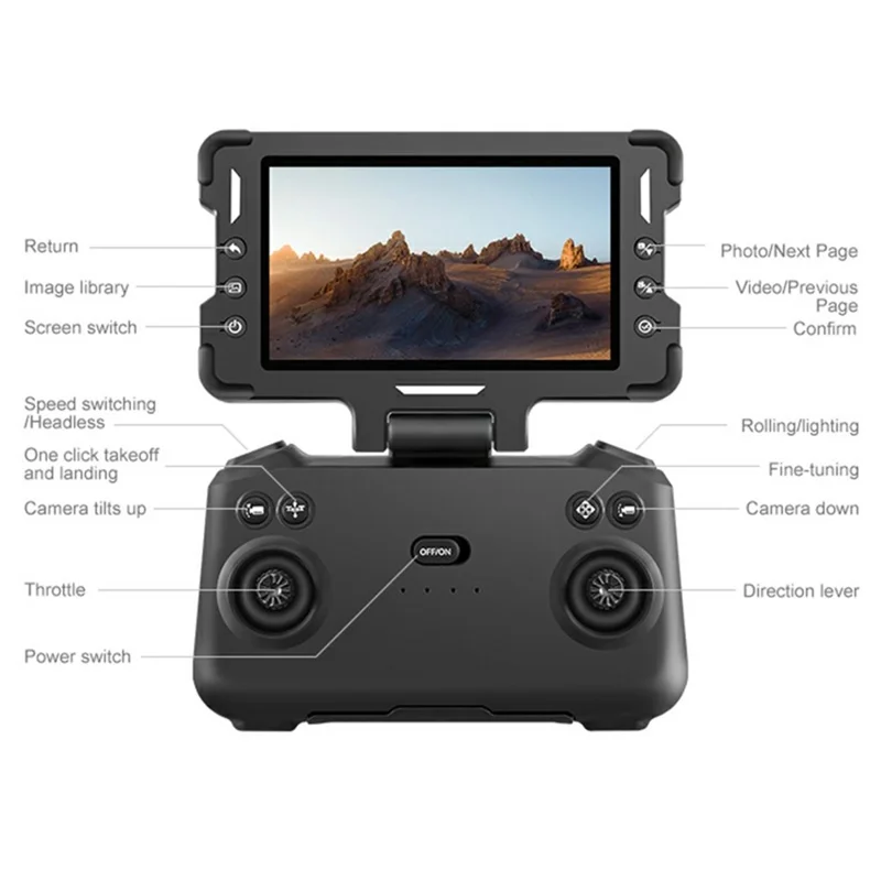 M6S vikbar drönare med 3 batterier, dubbelkamera, optisk flödespositionering, flygplan med fjärrkontroll med 4,3 tum skärm