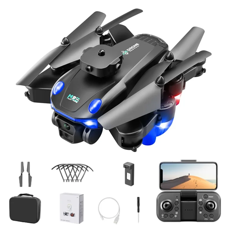 Drone M2S con Doppia Fotocamera, Quadricottero con Posizionamento a Flusso Ottico e Batteria Singola per Fotografia Aerea - Nero