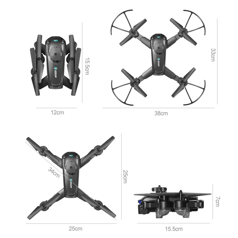 Drone M2S con Doppia Fotocamera, Quadricottero con Posizionamento a Flusso Ottico e Batteria Singola per Fotografia Aerea - Nero