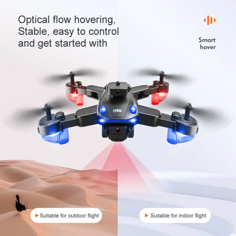 Drone M2S con Doppia Fotocamera, Quadricottero con Posizionamento a Flusso Ottico e Batteria Singola per Fotografia Aerea - Nero