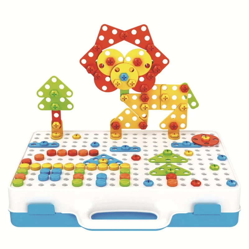 Electric Drill Building Kit for Children 3D Mosaic Puzzle Toy DIY STEM Educational Assembly Tool Set