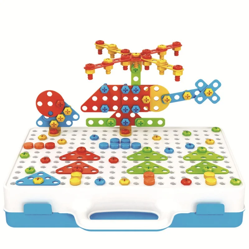 Electric Drill Building Kit for Children 3D Mosaic Puzzle Toy DIY STEM Educational Assembly Tool Set