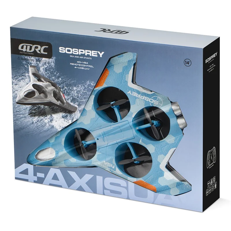 4DRC 4D-V54 EPP-Schaumstoffflugzeug mit 1 Batterie, Amphibien-Drohne, Stunt-Spielzeug mit Fernbedienung – Blau