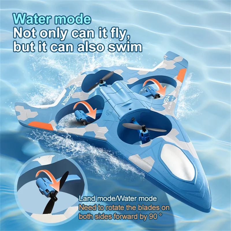 4DRC 4D-V54 EPP-Schaumstoffflugzeug mit 1 Batterie, Amphibien-Drohne, Stunt-Spielzeug mit Fernbedienung – Blau