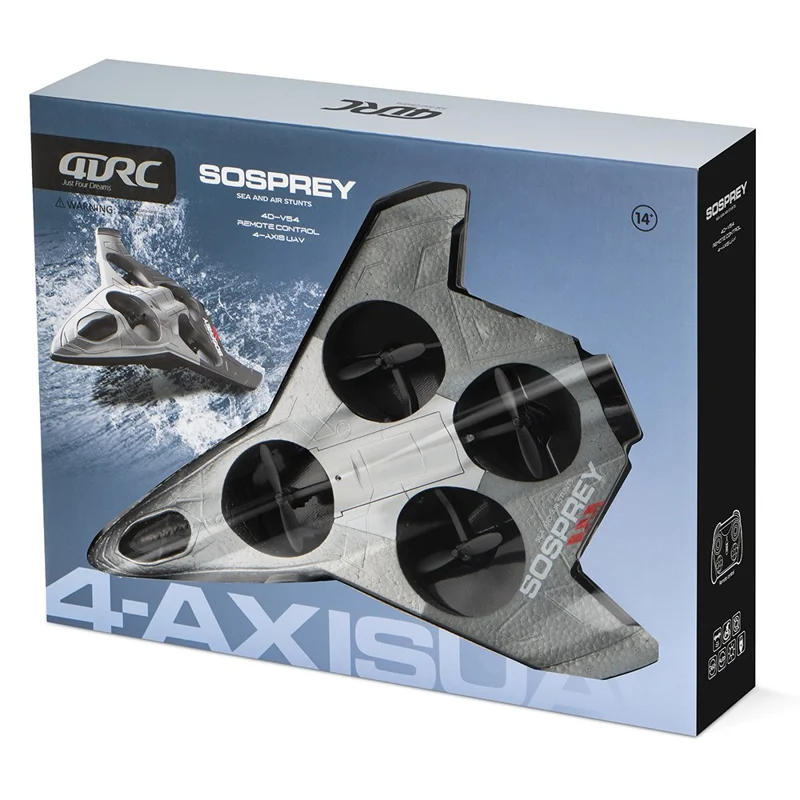 4DRC 4D-V54 Avion en mousse EPP avec 1 batterie, Drone amphibie Jouet acrobatique avec télécommande - Noir