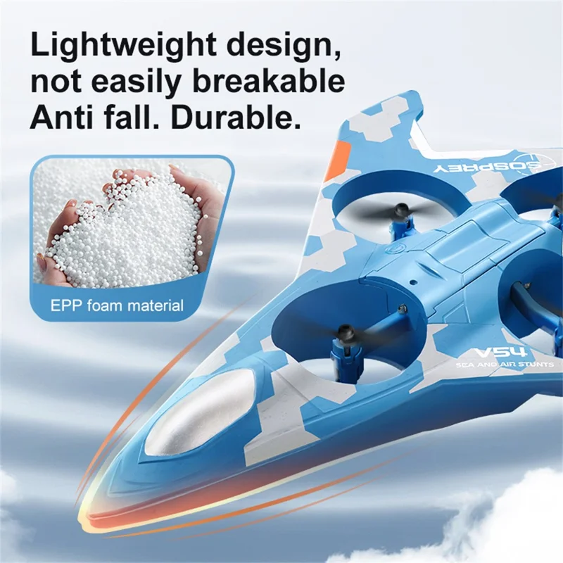 4DRC 4D-V54 Avion en Mousse EPP avec 2 Batteries, Drone Amphibie Jouet Acrobate avec Télécommande - Noir