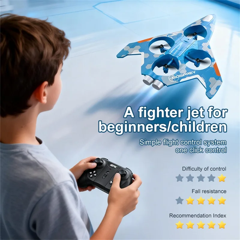 4DRC 4D-V54 Avion en Mousse EPP avec 2 Batteries, Drone Amphibie Jouet Acrobate avec Télécommande - Noir