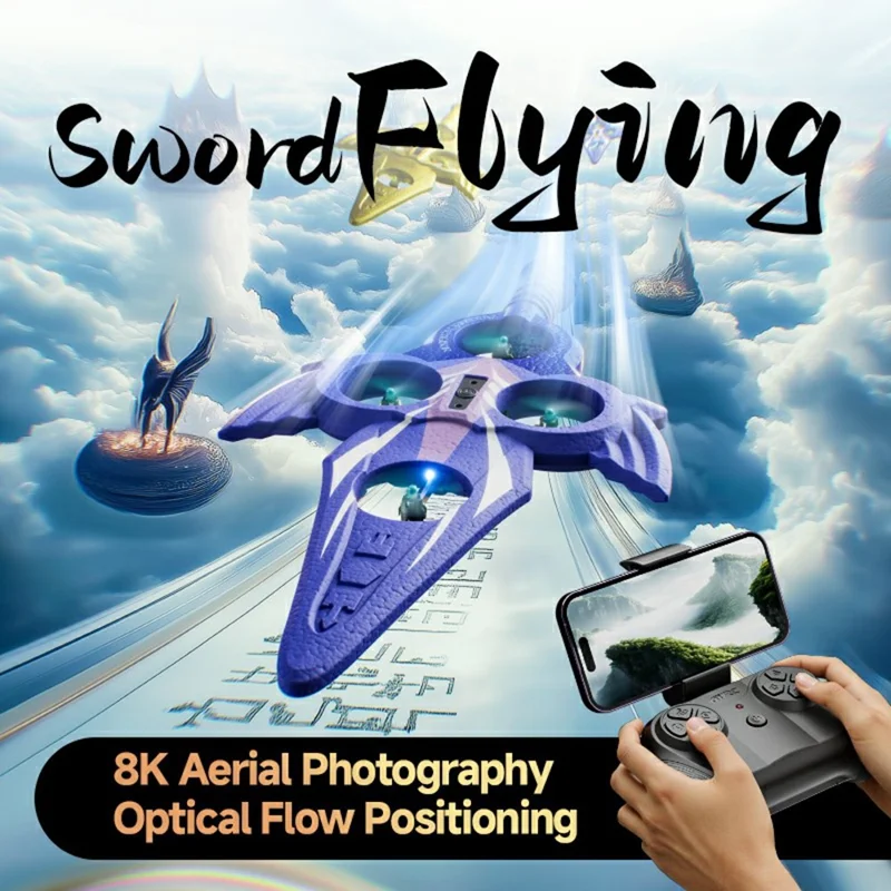 4DRC 4D-V57 Sword Design Drone with 2 Batteries Optical Flow Positioning HD Aerial Photography Aircraft - Purple