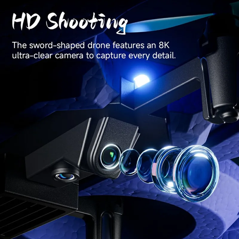 4DRC 4D-V57 Sword Design Drone with 2 Batteries Optical Flow Positioning HD Aerial Photography Aircraft - Purple