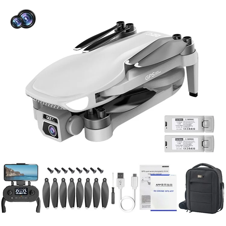 L500 Pro Brushless 4K HD Aereo Foto RC Aeromobile Grande Batteria 5G Quadricottero GPS Drone Pieghevole con 2 Batterie - Grigio / Bianco 