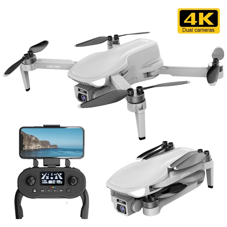 L500 Pro Brushless 4K HD Aereo Foto RC Aeromobile Grande Batteria 5G Quadricottero GPS Drone Pieghevole con 2 Batterie - Grigio / Bianco 