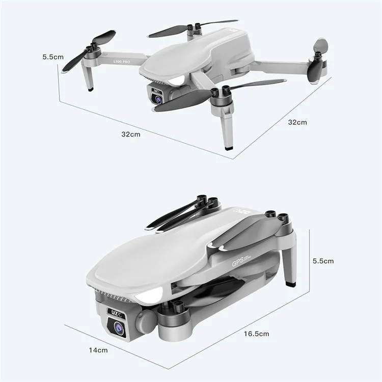 L500 Pro Brushless 4K HD Aereo Foto RC Aeromobile Grande Batteria 5G Quadricottero GPS Drone Pieghevole con 2 Batterie - Grigio / Bianco 