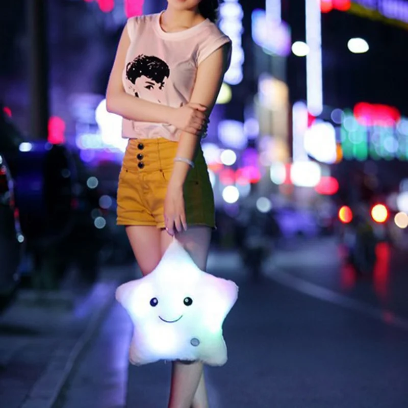 40 x 35cm LED Light Star Plush Toy Glowing Soft Stuffed Cushion Pillow Kid Toy Gift - Purple Star