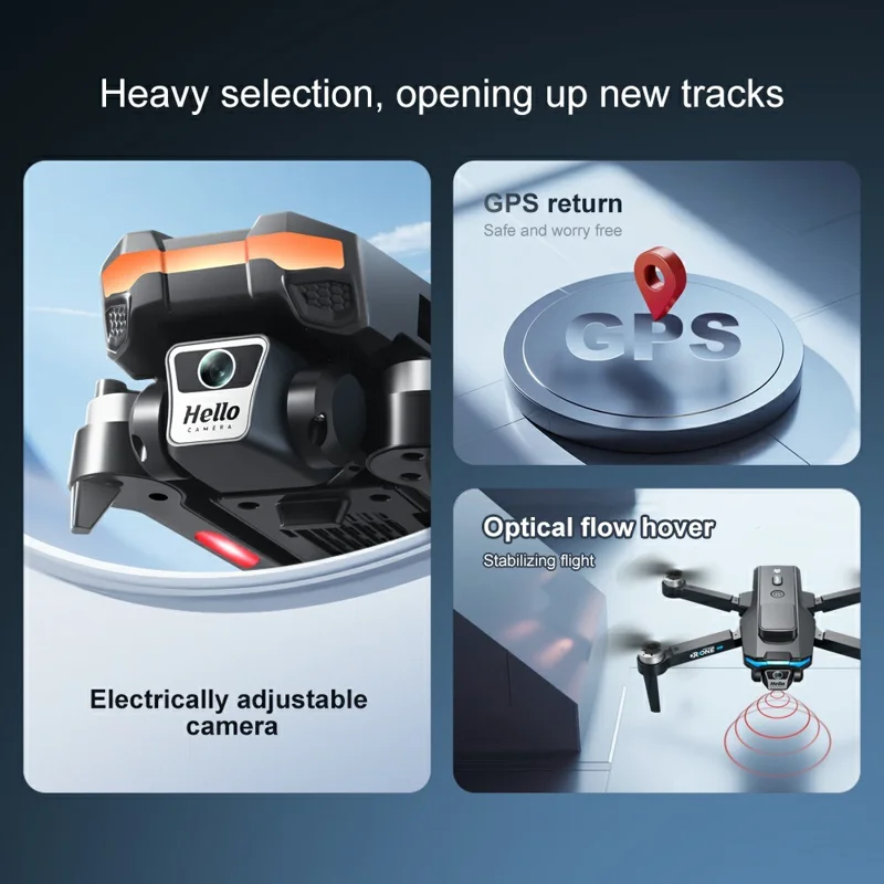 F208 Dron Plegable con 1 Batería, Evitación de Obstáculos, GPS, WiFi 5G, Cuadricóptero RC FPV con Mando a Distancia de Pantalla de 4,5 Pulgadas - Negro