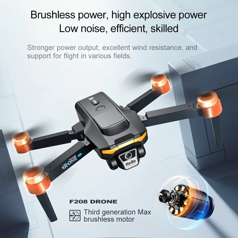 F208 Drone Plegable con 2 Baterías, Evitación de Obstáculos, GPS, WiFi 5G, Cuadricóptero RC con Pantalla de 4,5 Pulgadas - Negro