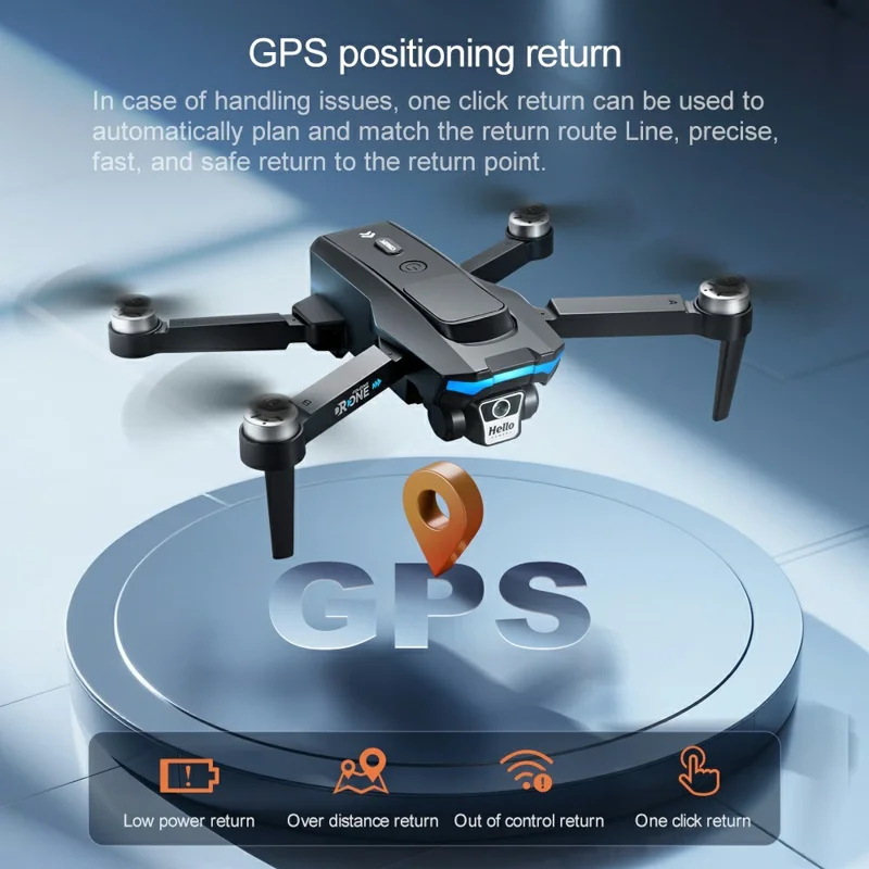 F208 Drone Plegable con 2 Baterías, Evitación de Obstáculos, GPS, WiFi 5G, Cuadricóptero RC con Pantalla de 4,5 Pulgadas - Negro