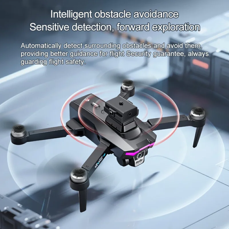 F208 Dron plegable con 3 baterías, evasión de obstáculos, posicionamiento GPS, WiFi 5G, cuadricóptero RC con pantalla de 4,5 pulgadas - Negro