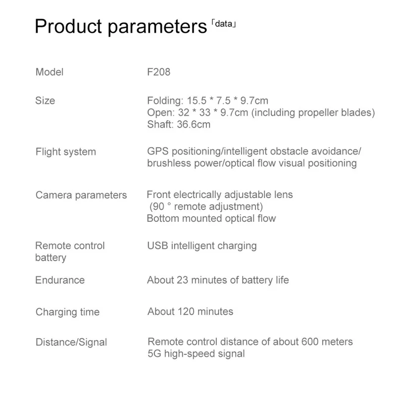 F208 Dron plegable con 3 baterías, evasión de obstáculos, posicionamiento GPS, WiFi 5G, cuadricóptero RC con pantalla de 4,5 pulgadas - Negro