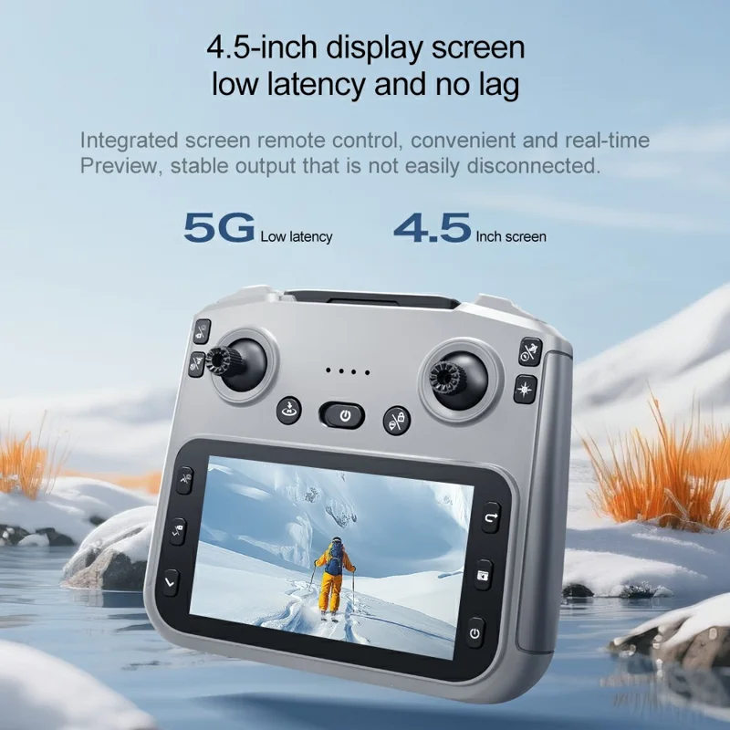 F208 Dron plegable con 3 baterías, evasión de obstáculos, posicionamiento GPS, WiFi 5G, cuadricóptero RC con pantalla de 4,5 pulgadas - Negro