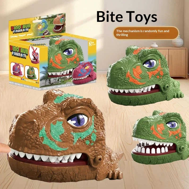 X023-113A Interactive Dinosaur Biting Hand Game Toy Kids Adults Interactive Desktop Game - Brown