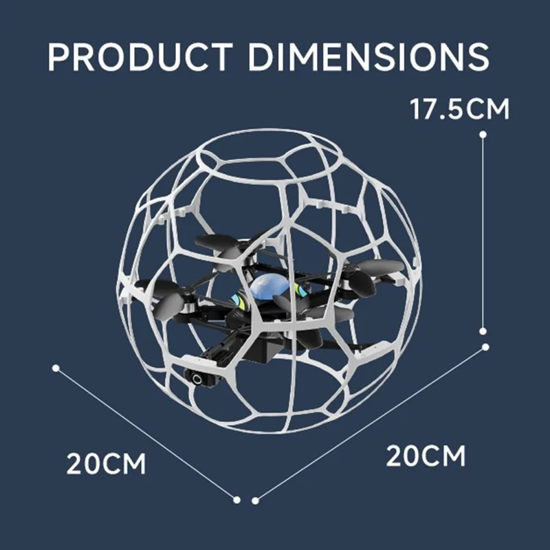 4DRC 4D-V51 Football Shape Drone with 1 Battery Brushless Motor Quadcopter with 4.5 Inch Large Screen Remote - White