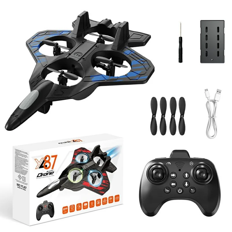 YL87 EPP Foam RC Plane 360 Degree Stunt Flip Altitude Hold Drone with LED Light for Beginner - Blue