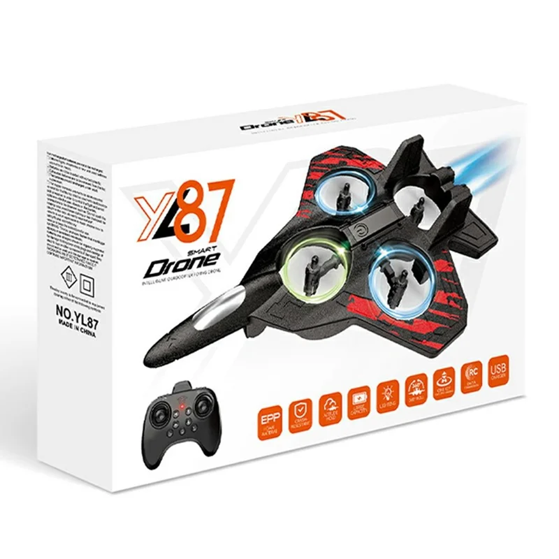 YL87 EPP Foam RC Plane 360 Degree Stunt Flip Altitude Hold Drone with LED Light for Beginner - Blue