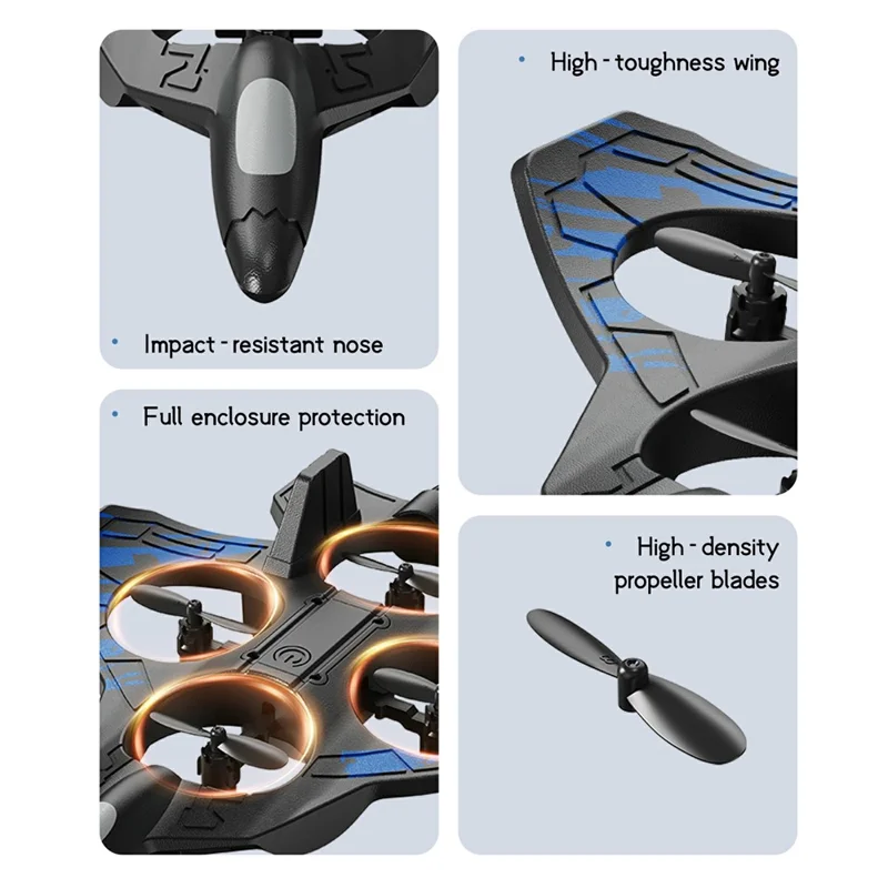 YL87 EPP Foam RC Plane 360 Degree Stunt Flip Altitude Hold Drone with LED Light for Beginner - Blue