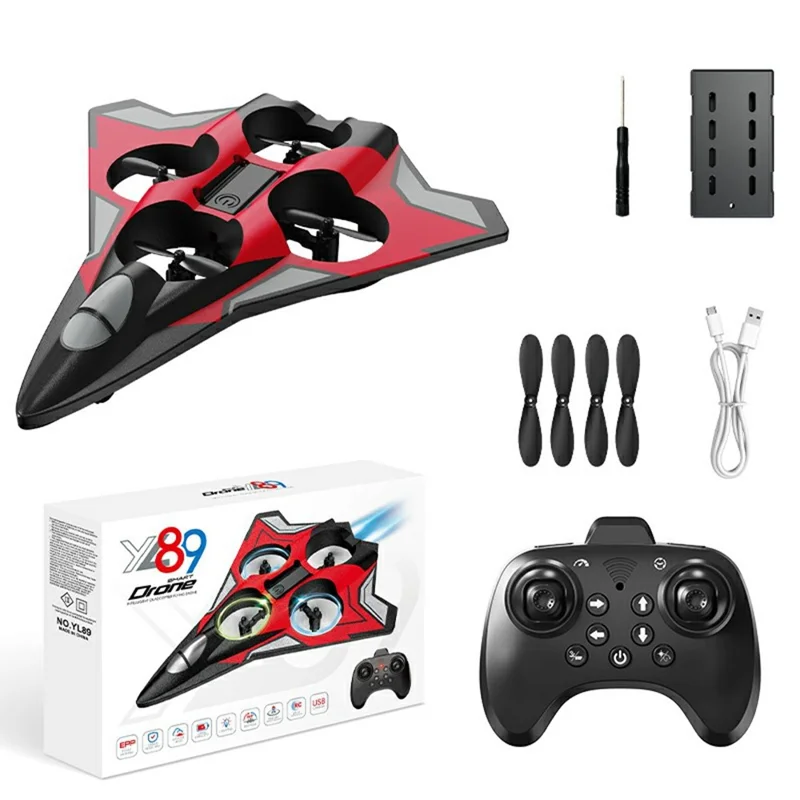 YL89 EPP Foam RC Drone 360 Degree Stunt Roll 2.4G Remote Control Quadcopter for Beginner - Red