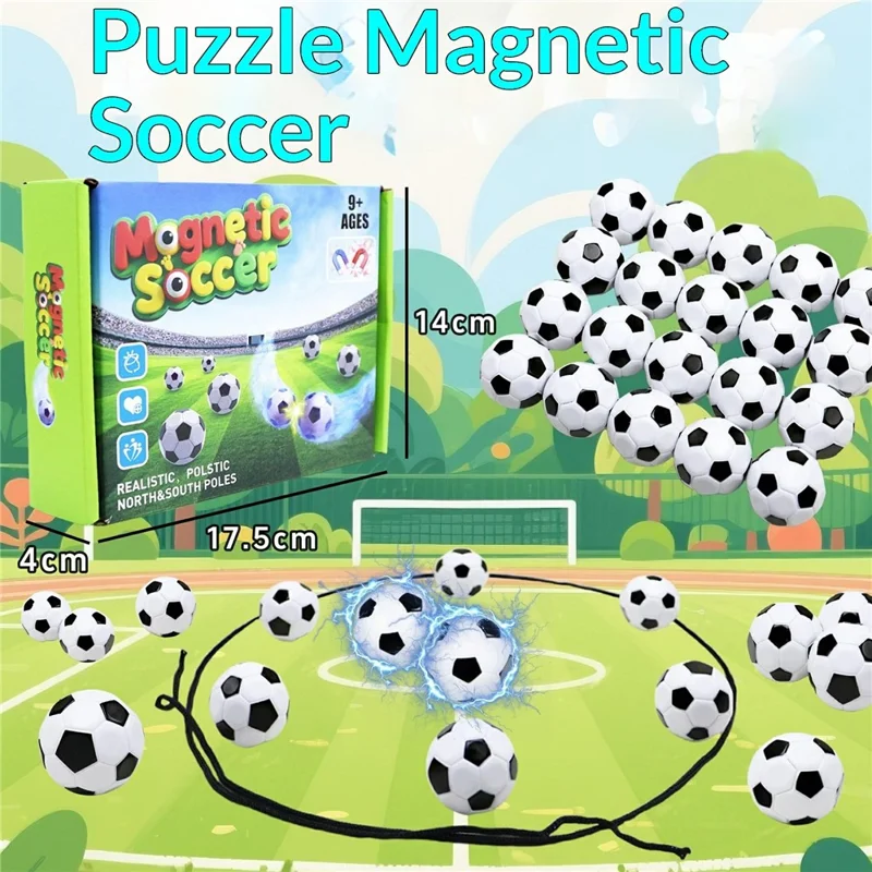 20Pcs Magnetic Soccer Game Desktop Puzzle Interactive Toy Push Pull Battle Football Game for Family Party