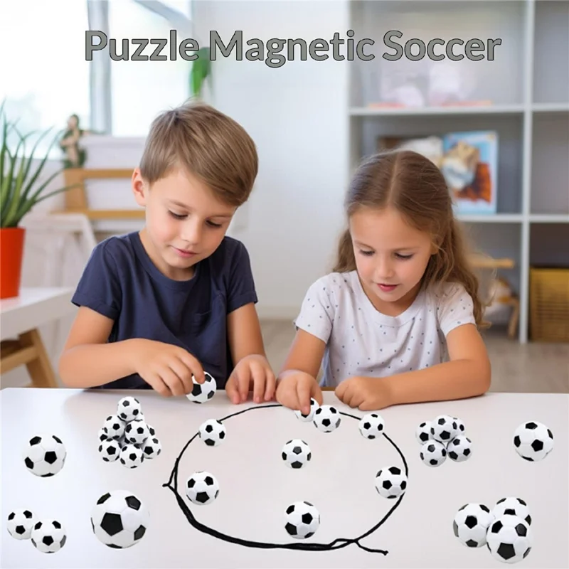 20Pcs Magnetic Soccer Game Desktop Puzzle Interactive Toy Push Pull Battle Football Game for Family Party