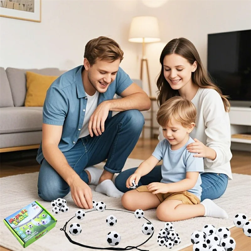20Pcs Magnetic Soccer Game Desktop Puzzle Interactive Toy Push Pull Battle Football Game for Family Party