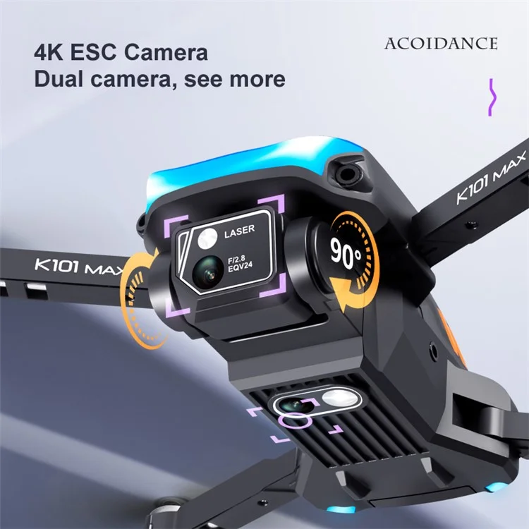 K101 MAX 4K HD Камера RC Quadcopter 3-way Obstacle Avoidance Aerial Photography Drone Toy (Optical Flow Positioning + ESC + 3 Batteries) - Серый