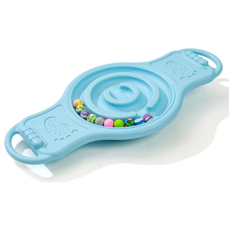 Sensory Balance Board Egg Shape Walking Board with 10 Balls Vestibular Training for Kids (Random Ball Color) - Blue